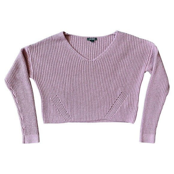Wild Fable Cropped Sweater Purple Sparkly V-Neck Size Small S Long Sleeve Crop - Picture 3 of 10
